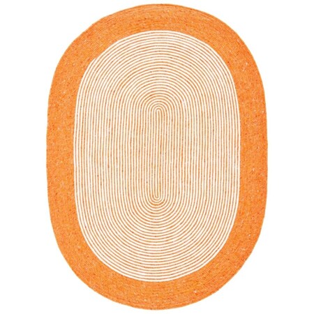 Safavieh 4 x 6 ft. Braided Hand Woven Oval Area Rug Orange & Ivory BRD904P-4OV